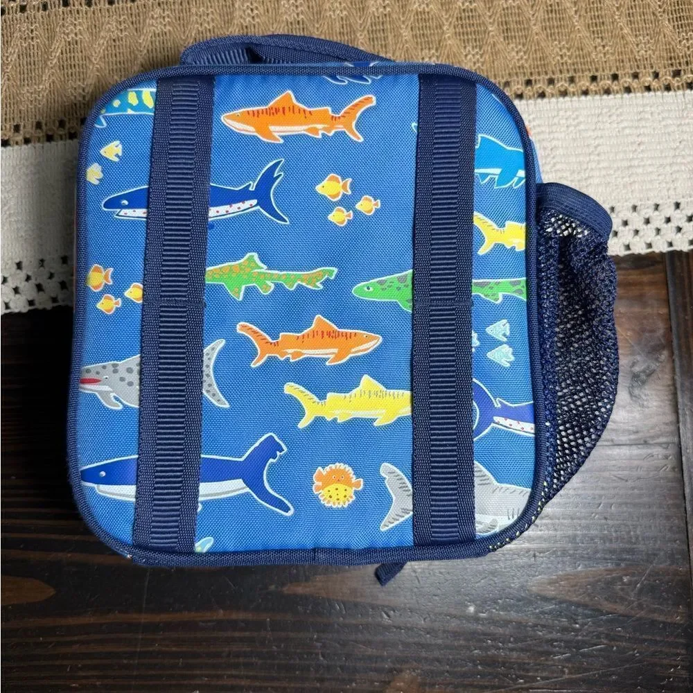 Pottery Barn Kids Sebastian Blue Shark Back Pack Lunch Box Set